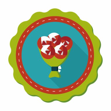 Sevgililer Günü çiçekleri uzun gölgeli düz ikon, eps10