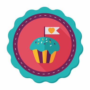 ? Uzun Gölge, eps10 ile Sevgililer günü cupcake düz simgesi?