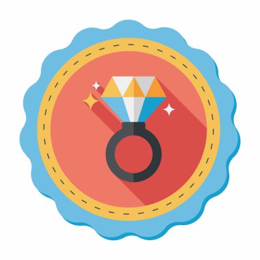 Sevgililer günü elmas yüzük düz simgesiyle uzun gölge, eps10