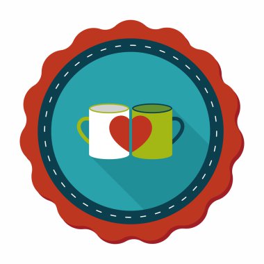 Uzun Gölge, eps10 ile Sevgililer günü Kupası düz simgesi