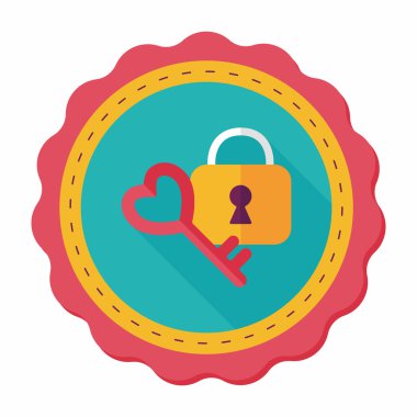 Sevgililer sevgilisi kilit düz simgesi ile uzun gölge, eps10