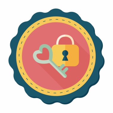 Sevgililer sevgilisi kilit düz simgesi ile uzun gölge, eps10