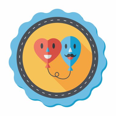 Uzun Gölge, eps10 ile Sevgililer günü ballons düz simgesi