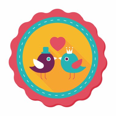 Sevgililer sevgilisi kuş düz simgesi ile uzun gölge, eps10