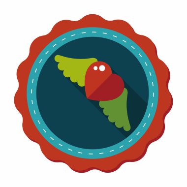 Sevgililer günü aşk kalp düz simgesi ile uzun gölge, eps10