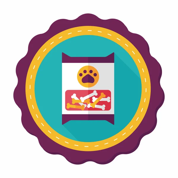 Huisdier hond voedsel platte pakketpictogram met lange schaduw, eps10 — Stockvector