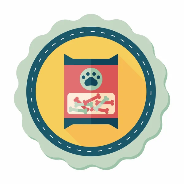 Paquet de nourriture pour chien animal icône plate avec ombre longue, eps10 — Image vectorielle