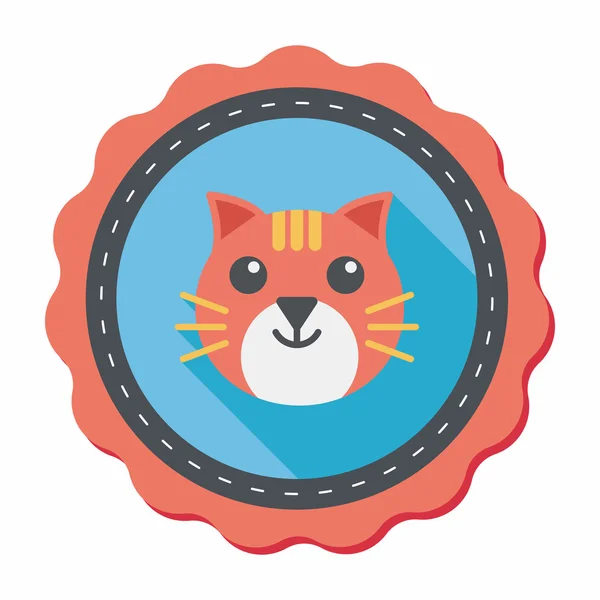 Huisdier kat platte pictogram met lange schaduw, eps10 — Stockvector