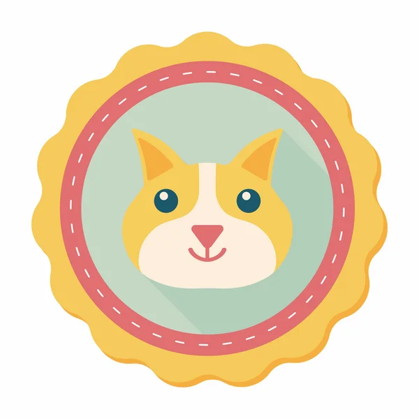Huisdier kat platte pictogram met lange schaduw, eps10 — Stockvector