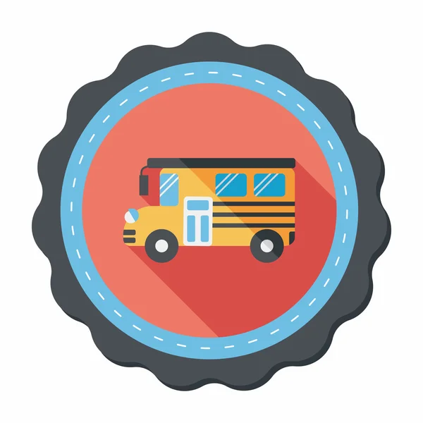 Autobus szkolny płaski ikona z długim cieniem, eps10 — Wektor stockowy