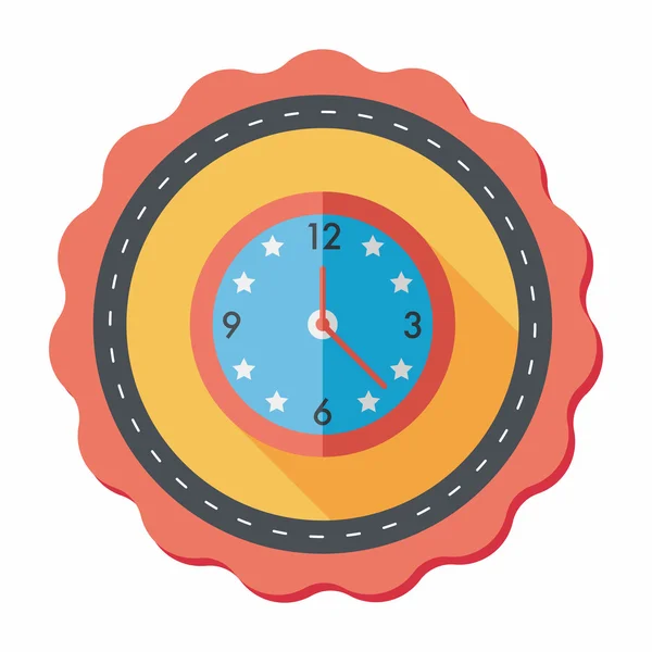 Clock flat icon with long shadow, eps10 — стоковый вектор