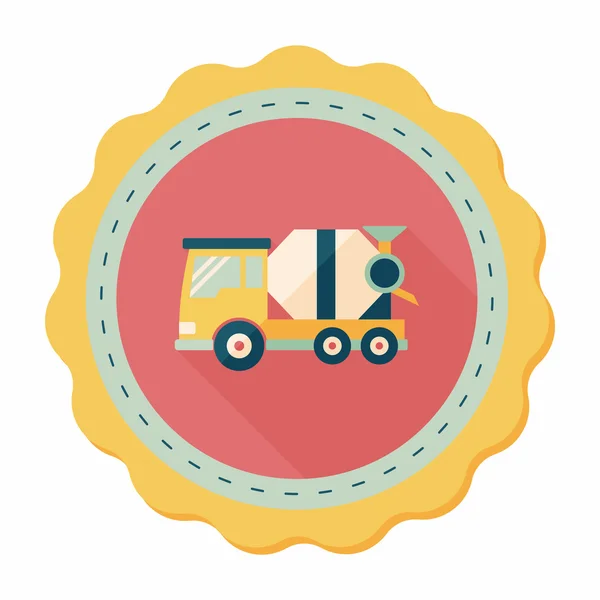 Transportation Cement mixer flat icon with long shadow,eps10 — Stock Vector