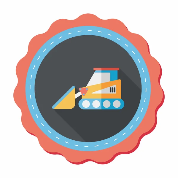 Vervoer bulldozer platte pictogram met lange schaduw, eps10 — Stockvector