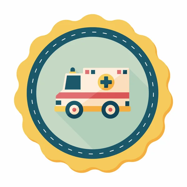 Transporte ambulância ícone plano com sombra longa, eps10 —  Vetores de Stock