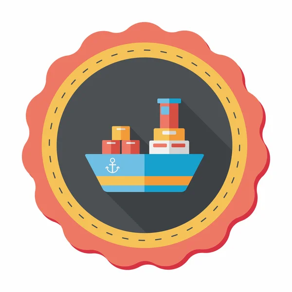 Vervoer containerschip platte pictogram met lange schaduw, eps10 — Stockvector
