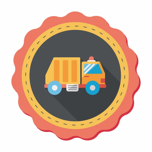 Transporte Camión de basura icono plano con sombra larga, eps10 — Vector de stock