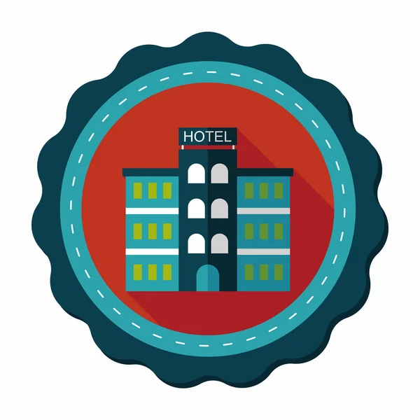 Icono plano del hotel con sombra larga, eps10 — Vector de stock