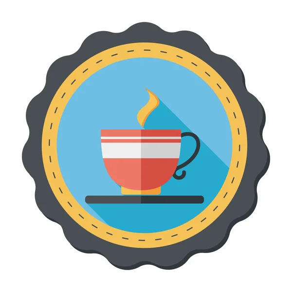 De platte pictogram koffie met lange schaduw, eps10 — Stockvector