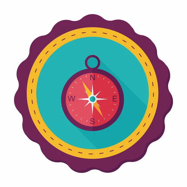 Compass flat icon with long shadow, eps10 — стоковый вектор