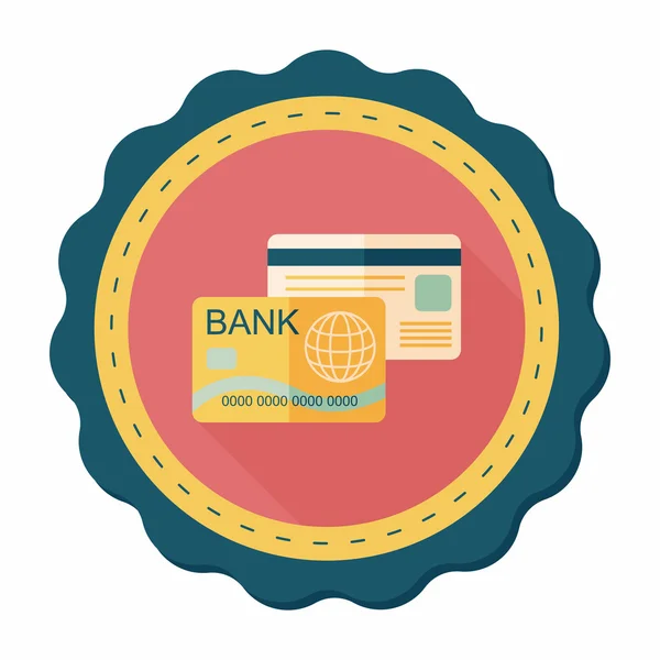 Carte de crédit icône plate avec ombre longue, eps10 — Image vectorielle