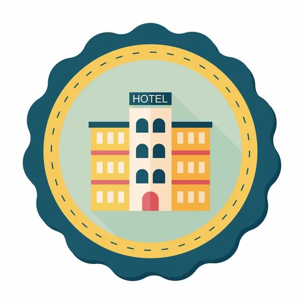 Icône plate de l'hôtel avec ombre longue, eps10 — Image vectorielle