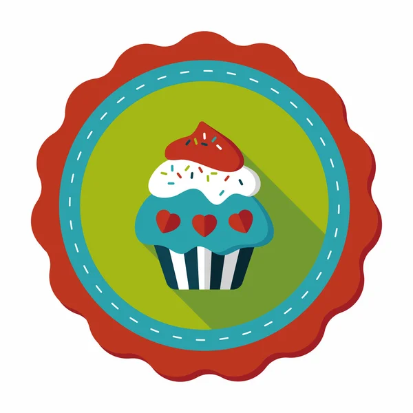 Aftelkalender voor Valentijnsdag cupcake platte pictogram met lange schaduw, eps10 — Stockvector