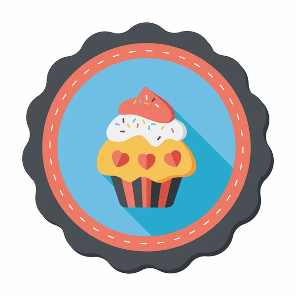 Aftelkalender voor Valentijnsdag cupcake platte pictogram met lange schaduw, eps10 — Stockvector