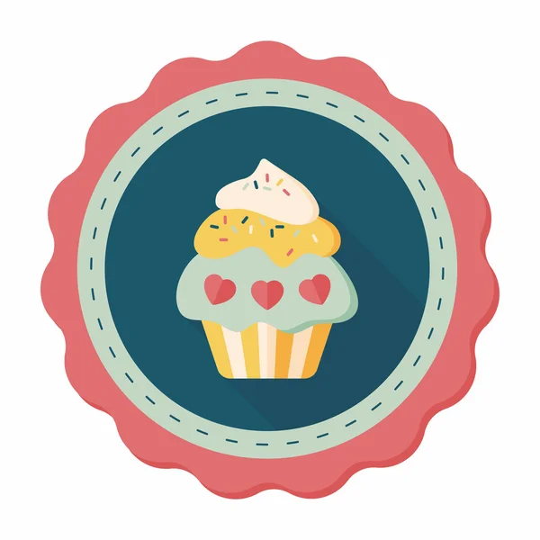 Cupcake San Valentino icona piatta con lunga ombra, eps10 — Vettoriale Stock