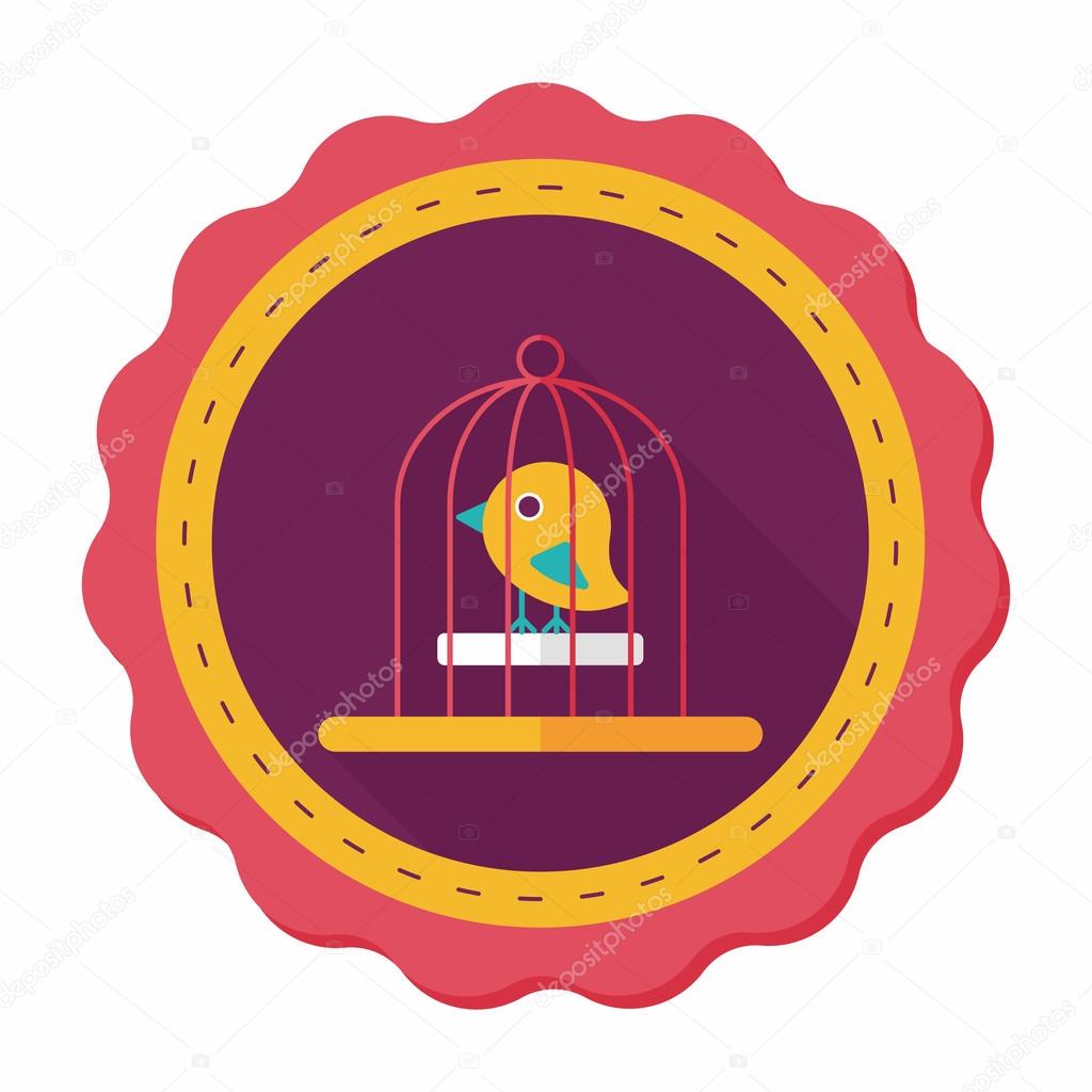 Pet bird cage flat icon with long shadow, eps10