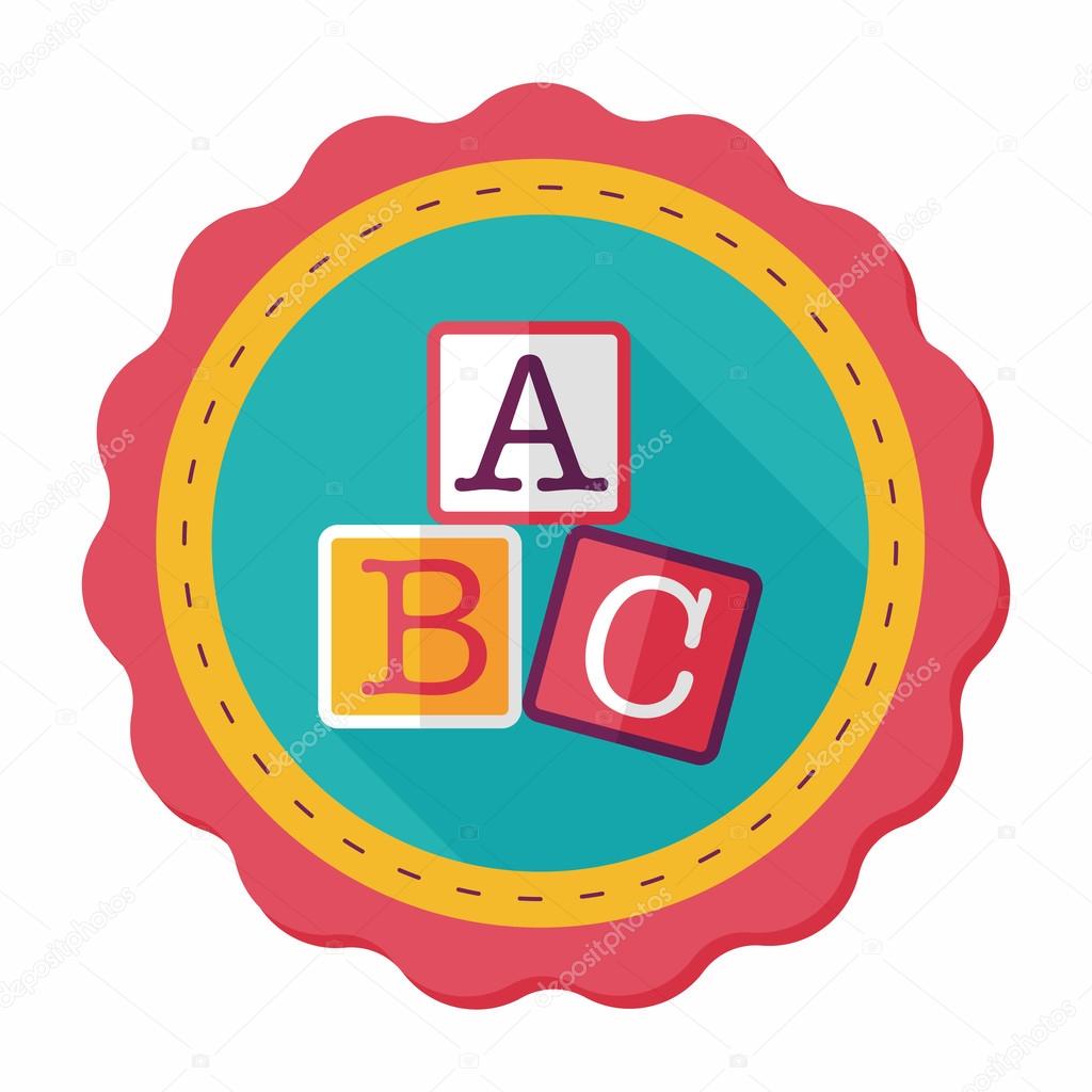 ABC blocks flat icon with long shadow,eps10