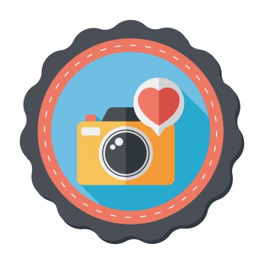 Sevgililer günü fotoğraf kamera düz simgesi ile uzun gölge, eps10