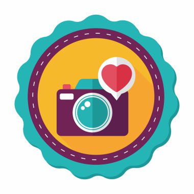 Sevgililer günü fotoğraf kamera düz simgesi ile uzun gölge, eps10