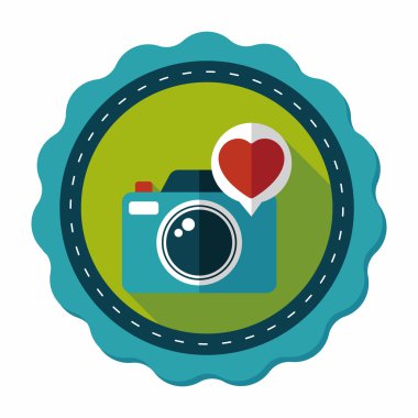 Sevgililer günü fotoğraf kamera düz simgesi ile uzun gölge, eps10