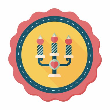 Sevgililer günü mum uzun gölge, eps10 düz simgesiyle