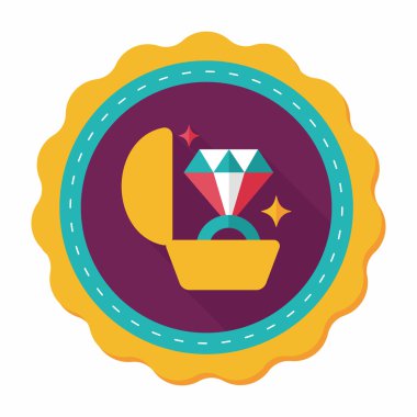 Elmas yüzük düz simgesi ile uzun gölge, eps10 teklif