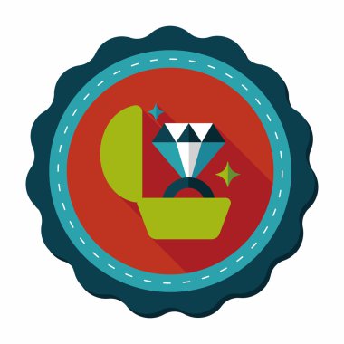 Elmas yüzük düz simgesi ile uzun gölge, eps10 teklif