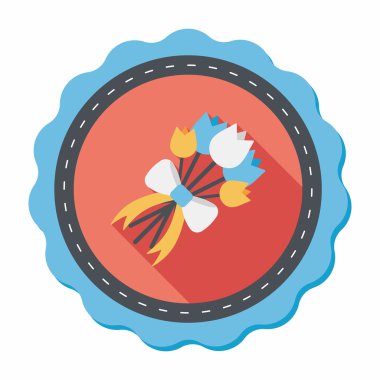 Düğün Çiçek düz simgesi ile uzun gölge, eps10