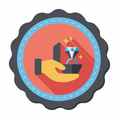 Elmas yüzük düz simgesi ile uzun gölge, eps10 teklif