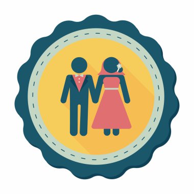 Düğün Çift düz simgesi ile uzun gölge, eps10