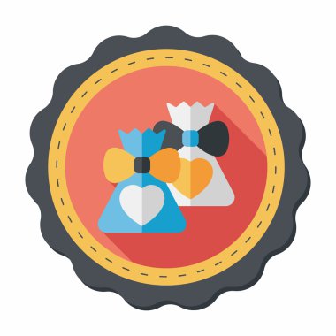 Düğün hediye düz simgesi ile uzun gölge, eps10