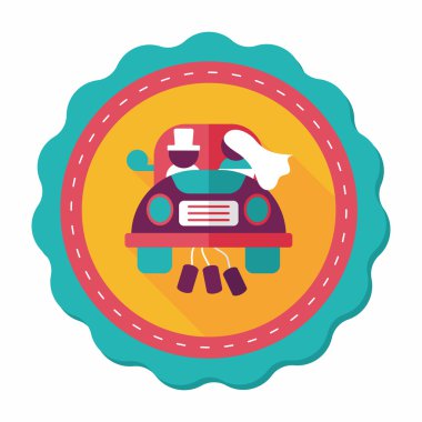 Düğün Çift düz simgesi ile uzun gölge, eps10