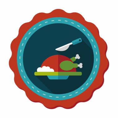 ızgara tavuk düz simgesi ile uzun gölge, eps10