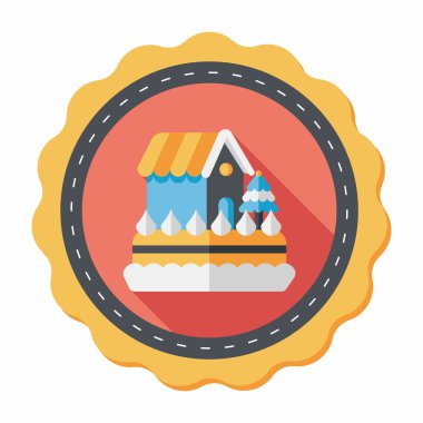 Noel kek düz simgesi ile uzun gölge, eps10