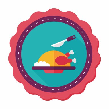 ızgara tavuk düz simgesi ile uzun gölge, eps10