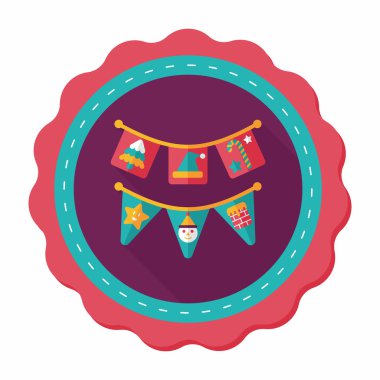 Uzun Gölge, eps10 ile Noel bayrakları düz simgesi