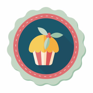 Noel kek düz simgesi ile uzun gölge, eps10