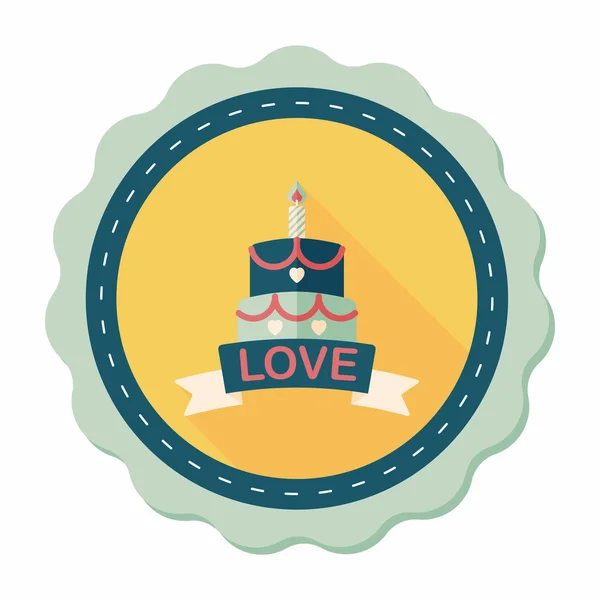 Gâteau Saint-Valentin icône plate avec ombre longue, eps10 — Image vectorielle
