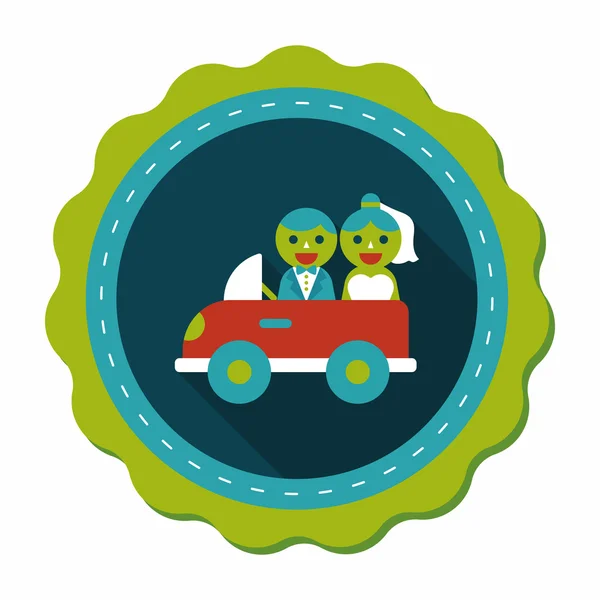 Icono plano de coche de boda con sombra larga, eps10 — Vector de stock