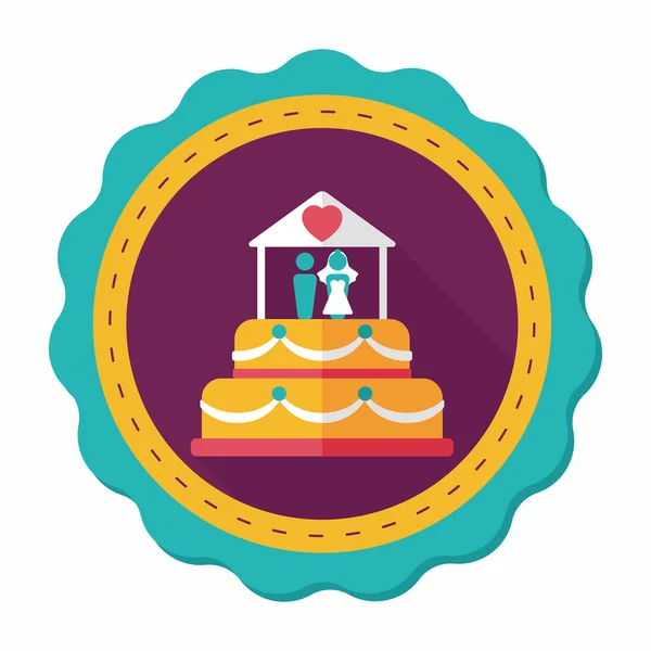 Pastel de boda icono plano con sombra larga, eps10 — Vector de stock