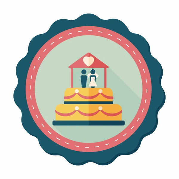 Ícone de bolo de casamento plana com sombra longa, eps10 — Vetor de Stock